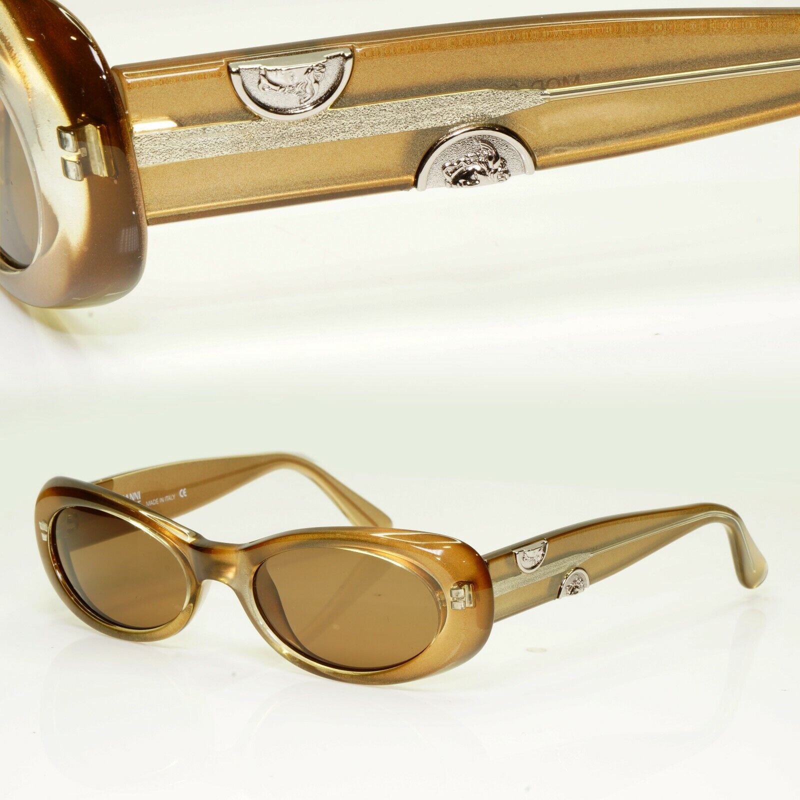 Gianni Versace 1996 Vintage Medusa Split Coin Sunglasses Brown MOD 248 COL 327