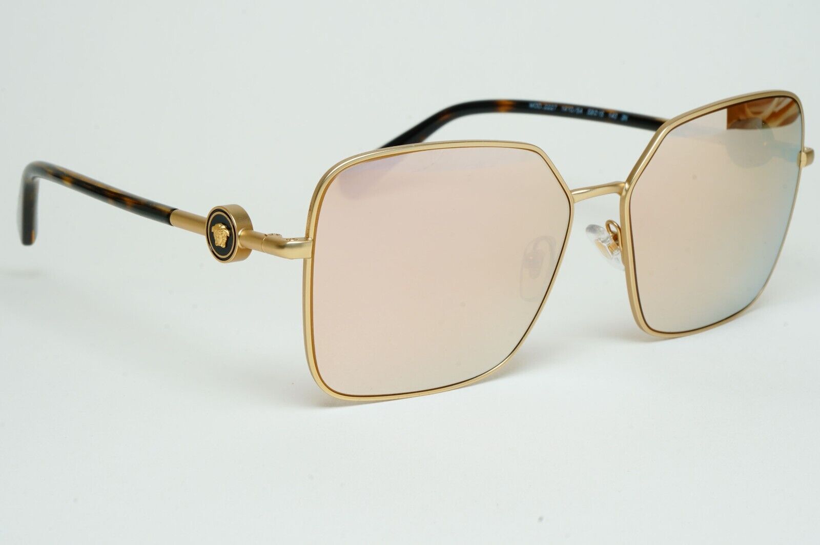 Versace Sunglasses Gold Mirror Brown Square Medusa MOD VE 2227 1410/5A 59mm