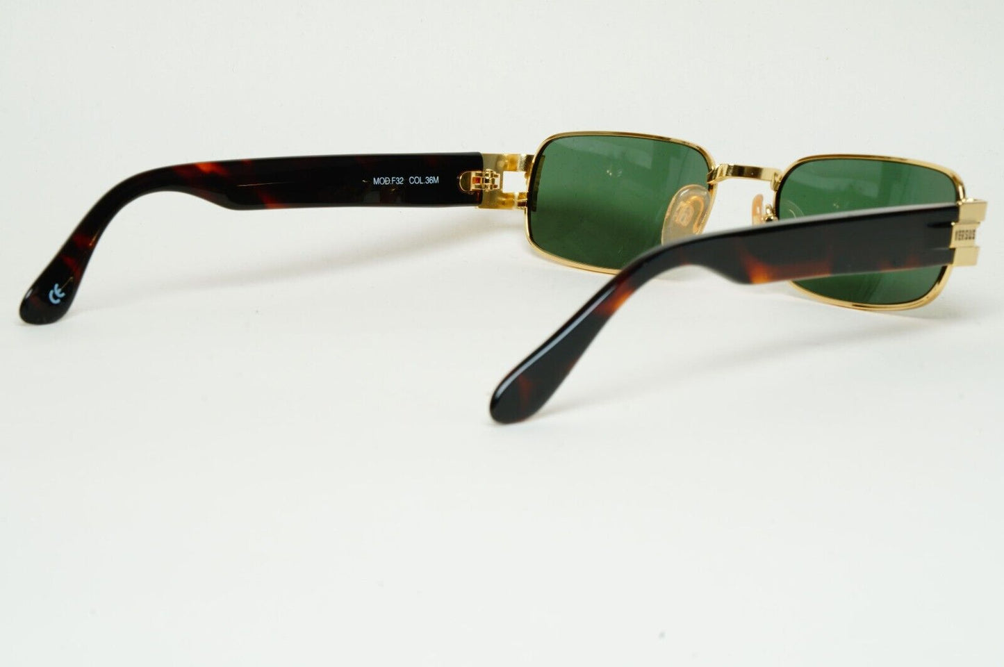 Versus Sunglasses 1996 by Gianni Versace Vintage Gold Rectangle MOD F32 COL 36M