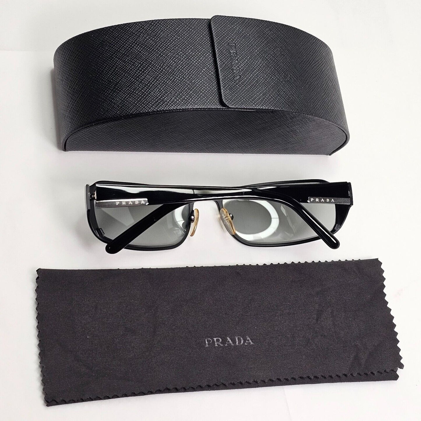 Prada Sunglasses 2006 Vintage Black Rectangle Grey PR52FS SPR 52F 1BO-3M1 270324