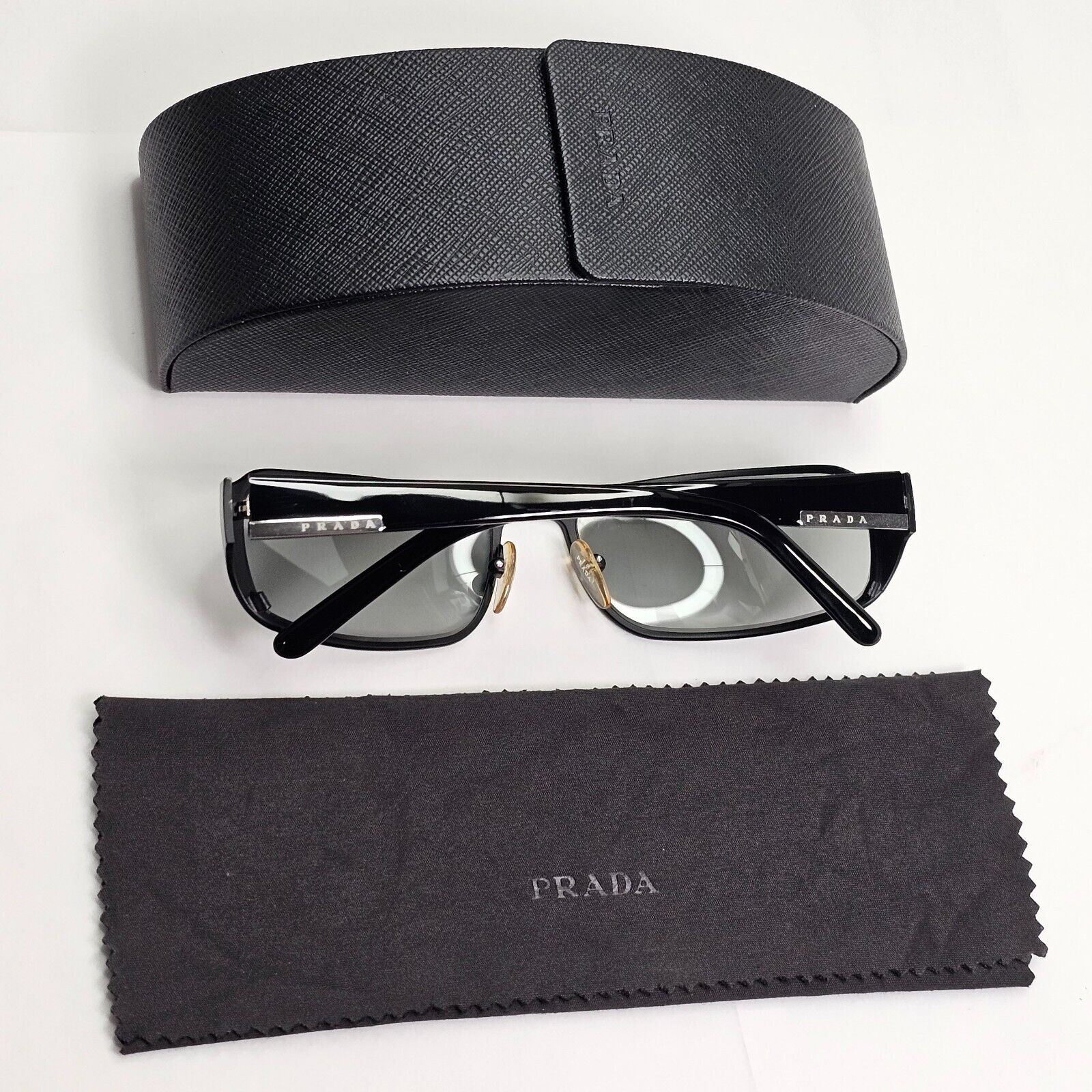 Prada Sunglasses 2006 Vintage Black Rectangle Grey PR52FS SPR 52F 1BO-3M1 270324