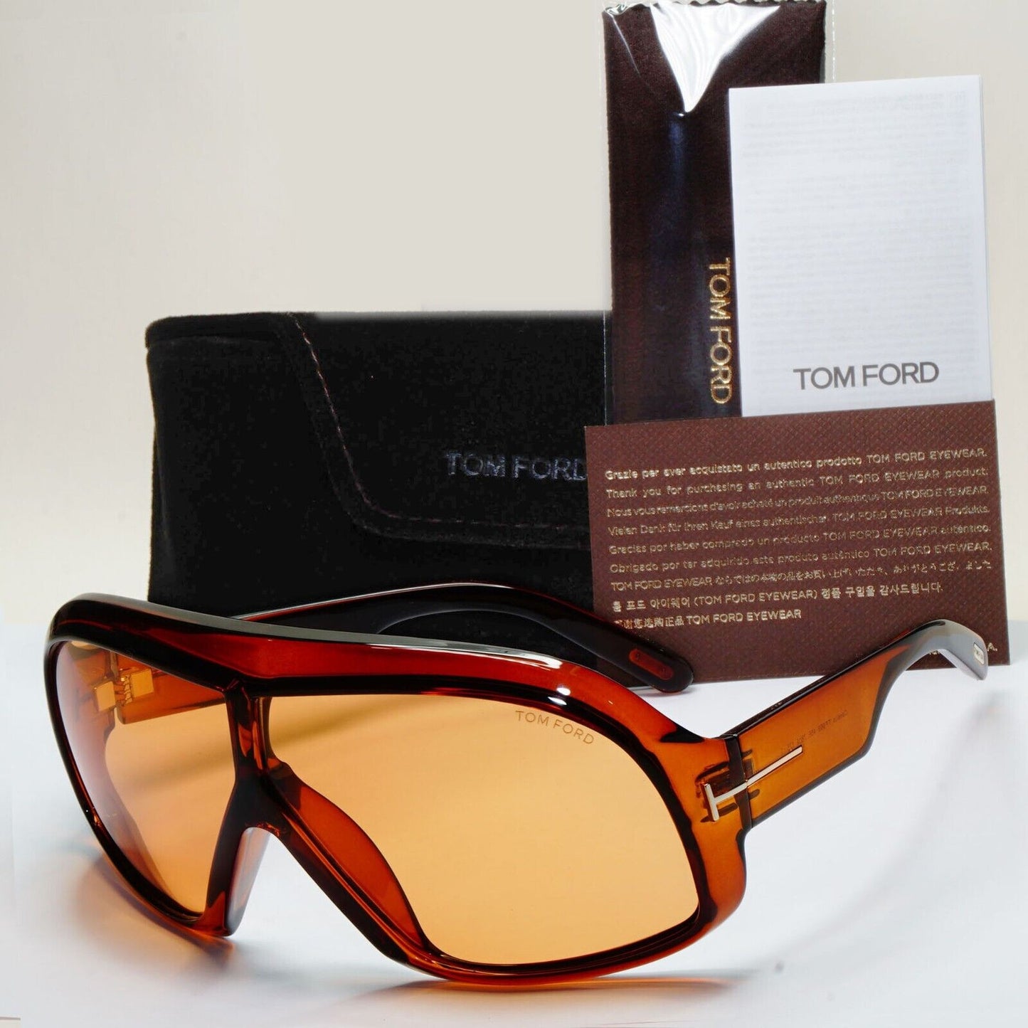 Tom Ford Sunglasses Cassius Brown Transparent Oversized Unisex FT0965 TF 965 45E