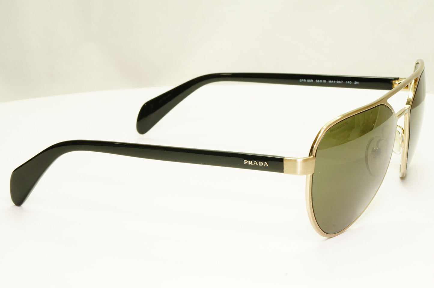 Prada Gold Black Pilot Sunglasses Green Mens Fashion PR55RS SPR 55R MA1-0A7