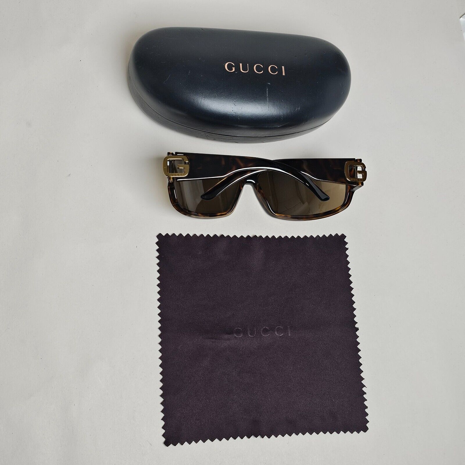 Gucci Sunglasses 2004 Vintage Brown Tortoise Wrap Retro GG 1583/S V086J 050225