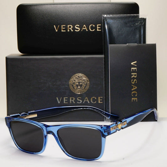 Versace Sunglasses Black Blue Transparent Gold Medusa Square MOD VE 3303 5415