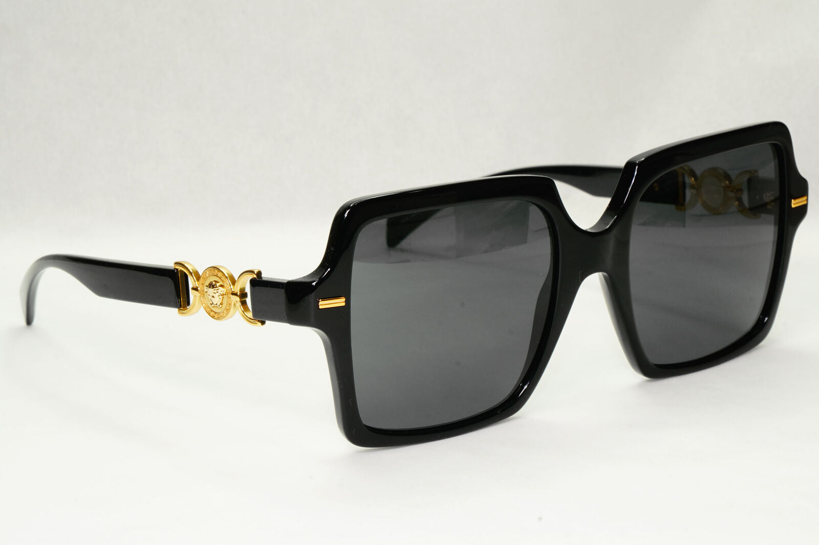 Versace Sunglasses Black Gold Medusa Square Oversized Large MOD VE 4441 GB1/87