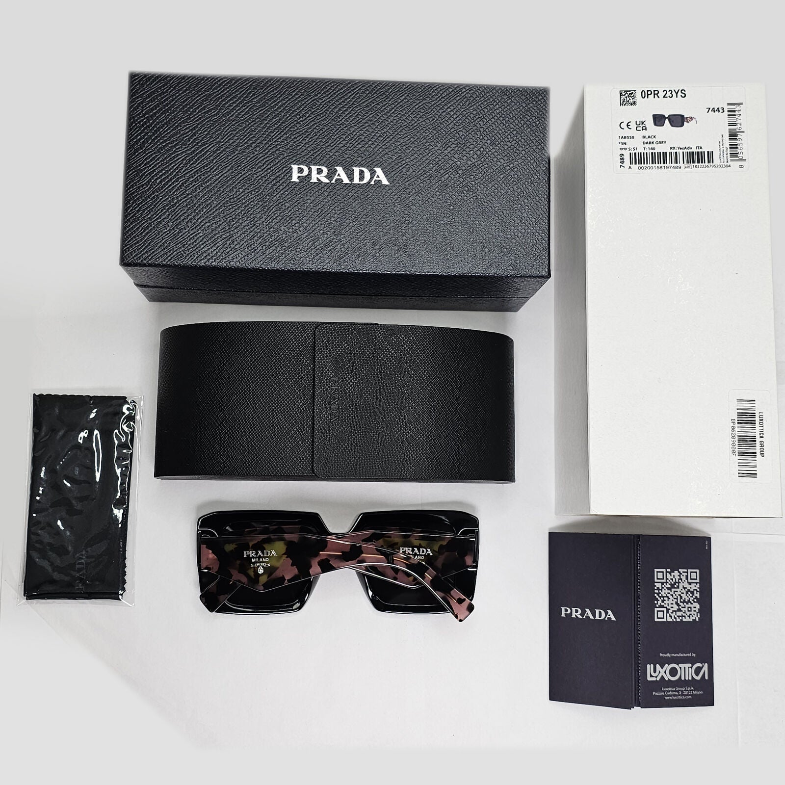 Prada Sunglasses Symbole Oversized Black Pink Tortoise PR23YS SPR 23Y 1AB-5S0