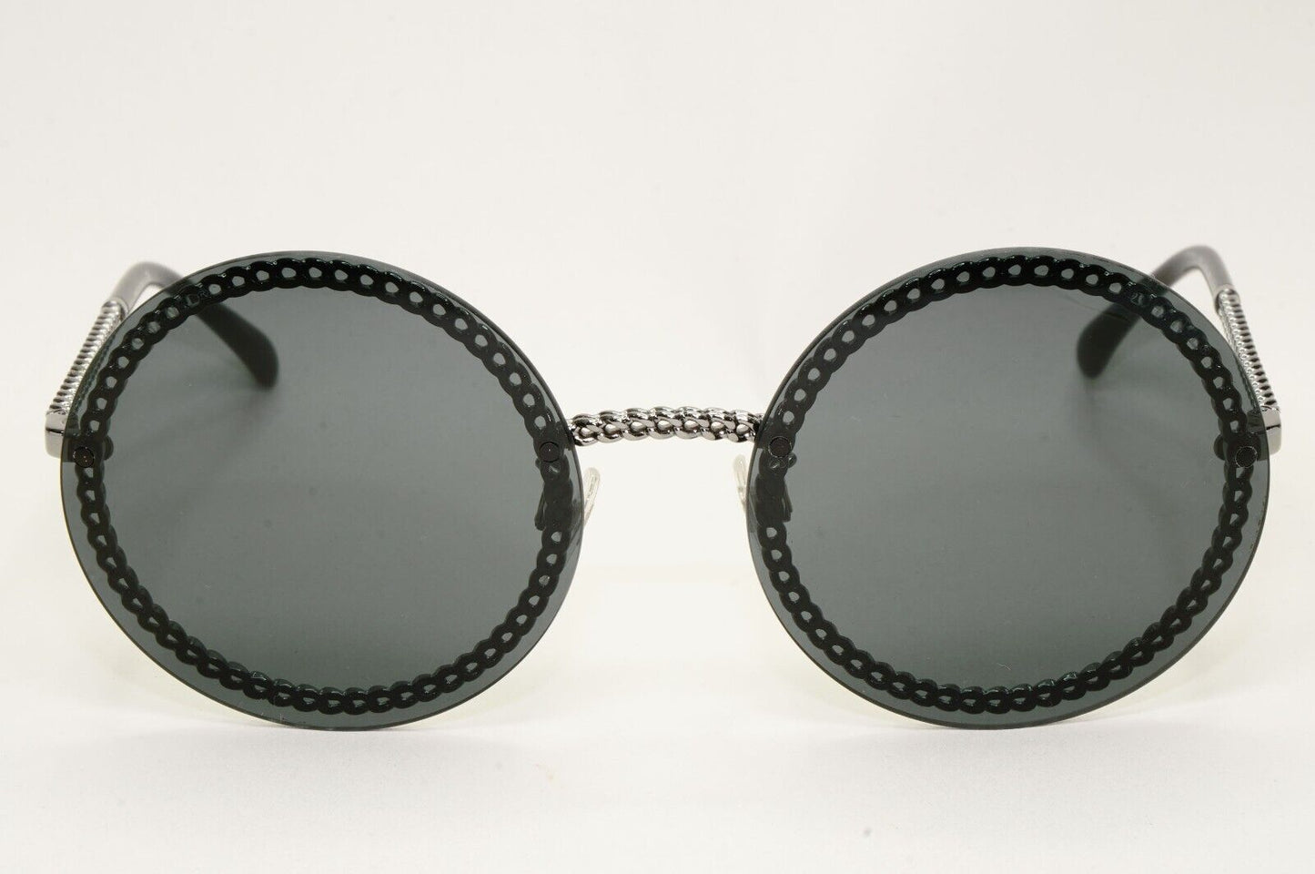 Chanel Sunglasses Chain Round Rimless Metal Gunmetal Grey CH 4245 c.108/S4