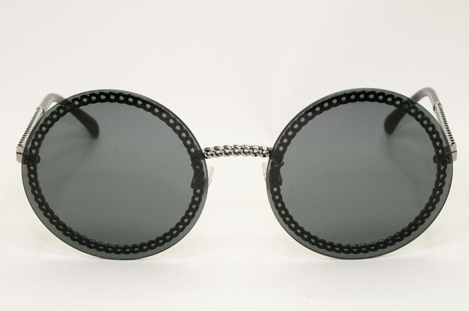 Chanel Sunglasses Chain Round Rimless Metal Gunmetal Grey CH 4245 c.108/S4