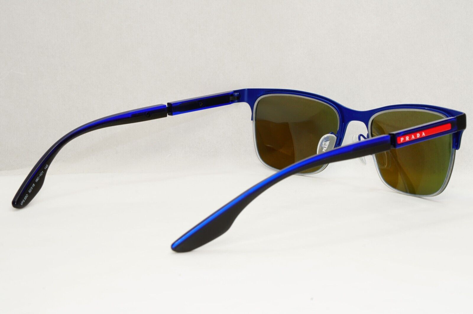Prada Sunglasses Polarized Blue Mirror Black PS55OV VPS 55O 16C-1O1 52mm [a]
