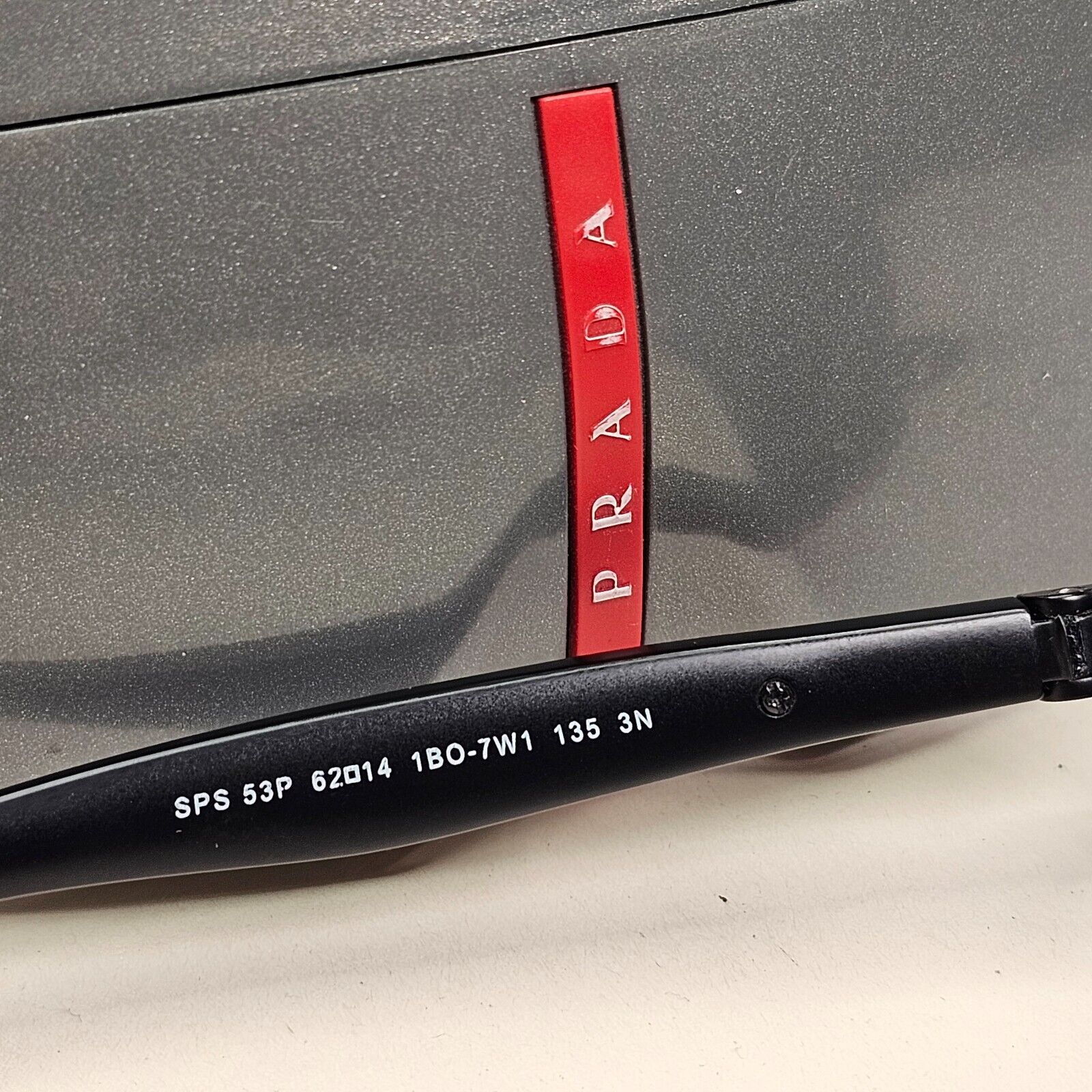 Prada Sunglasses Black Blue Pilot Red Stripe PS53PS SPS 53P 1BO-7W1 62mm 031124
