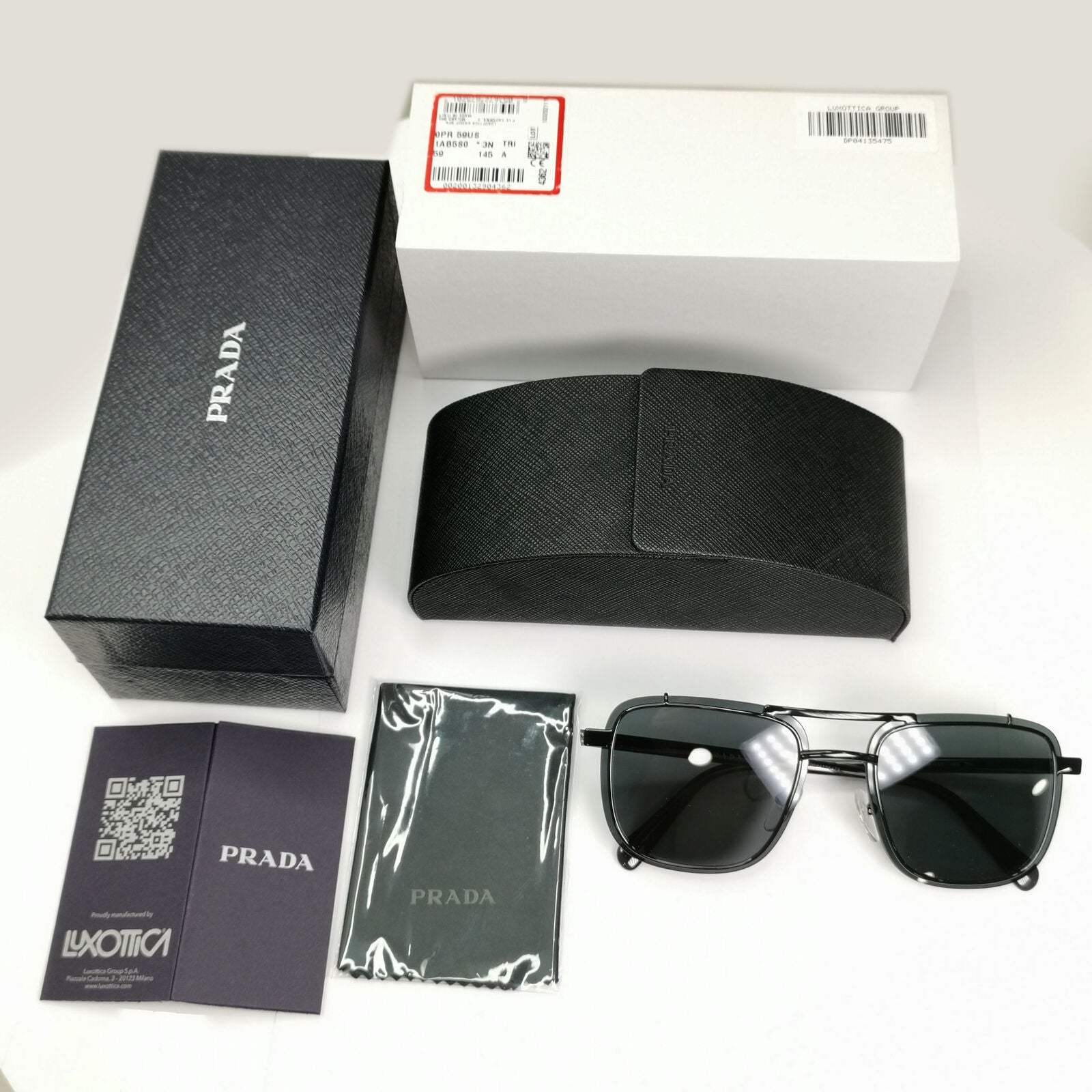 Prada Black Conceptual Sunglasses Runway Mens Square SPR 59U PR59US 1AB-5S0