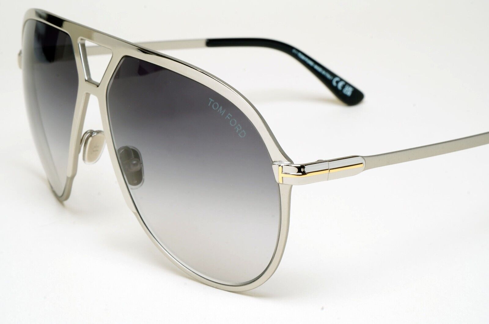 Tom Ford Sunglasses Xavier Silver Grey Gradient Large Pilot Metal TF 1060 16B