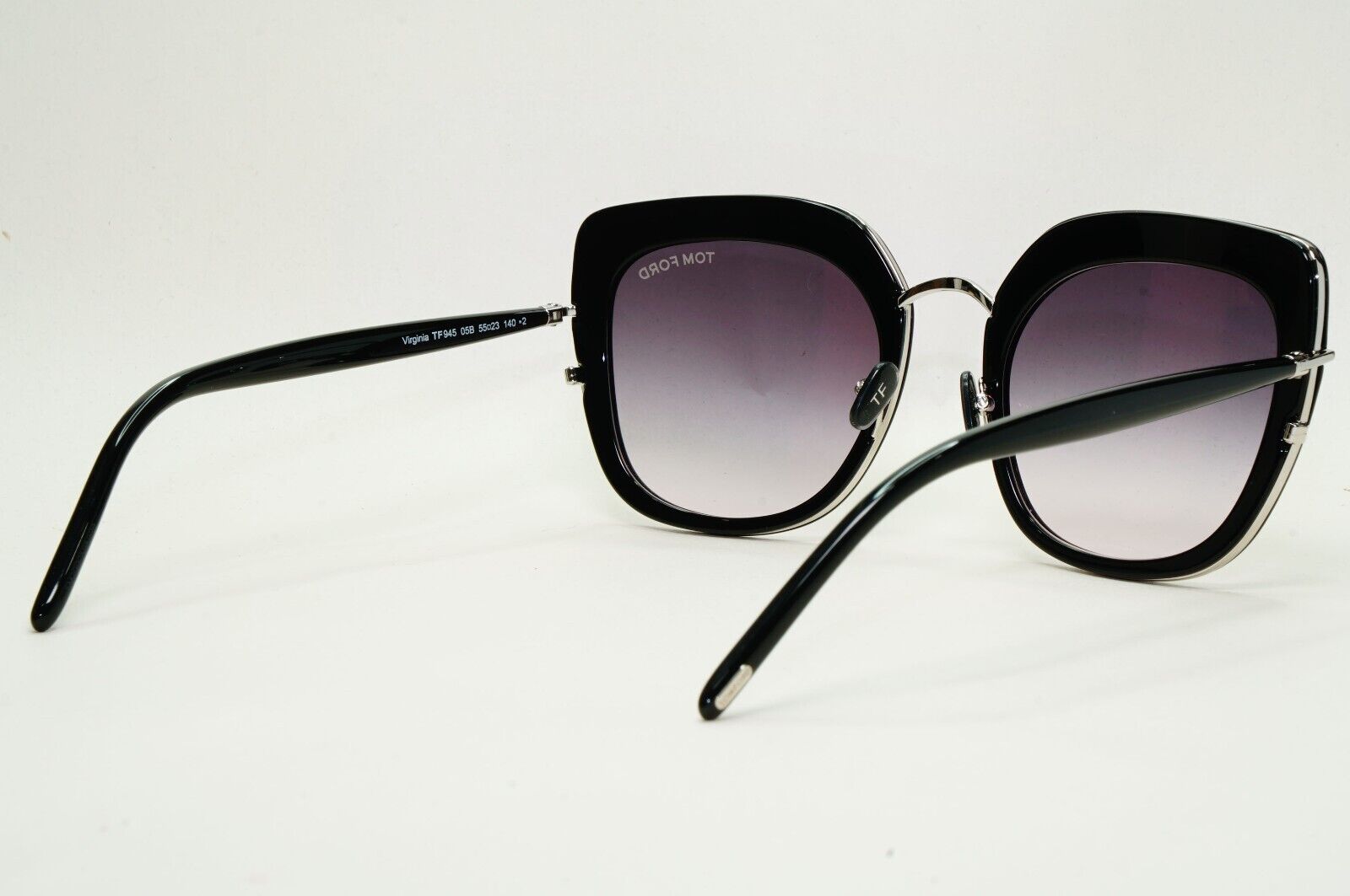 Tom Ford Sunglasses Virginia Black Grey Gradient Silver Square FT0945 TF 945 05B