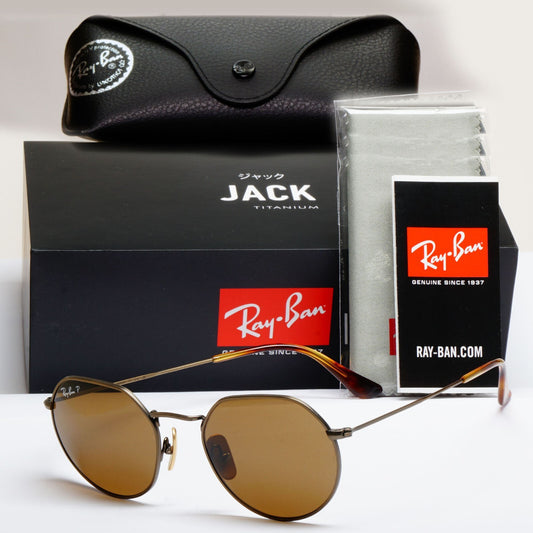 Ray-Ban Sunglasses Jack Titanium Polarised Brown Antique RB 8165 9207/57 51mm