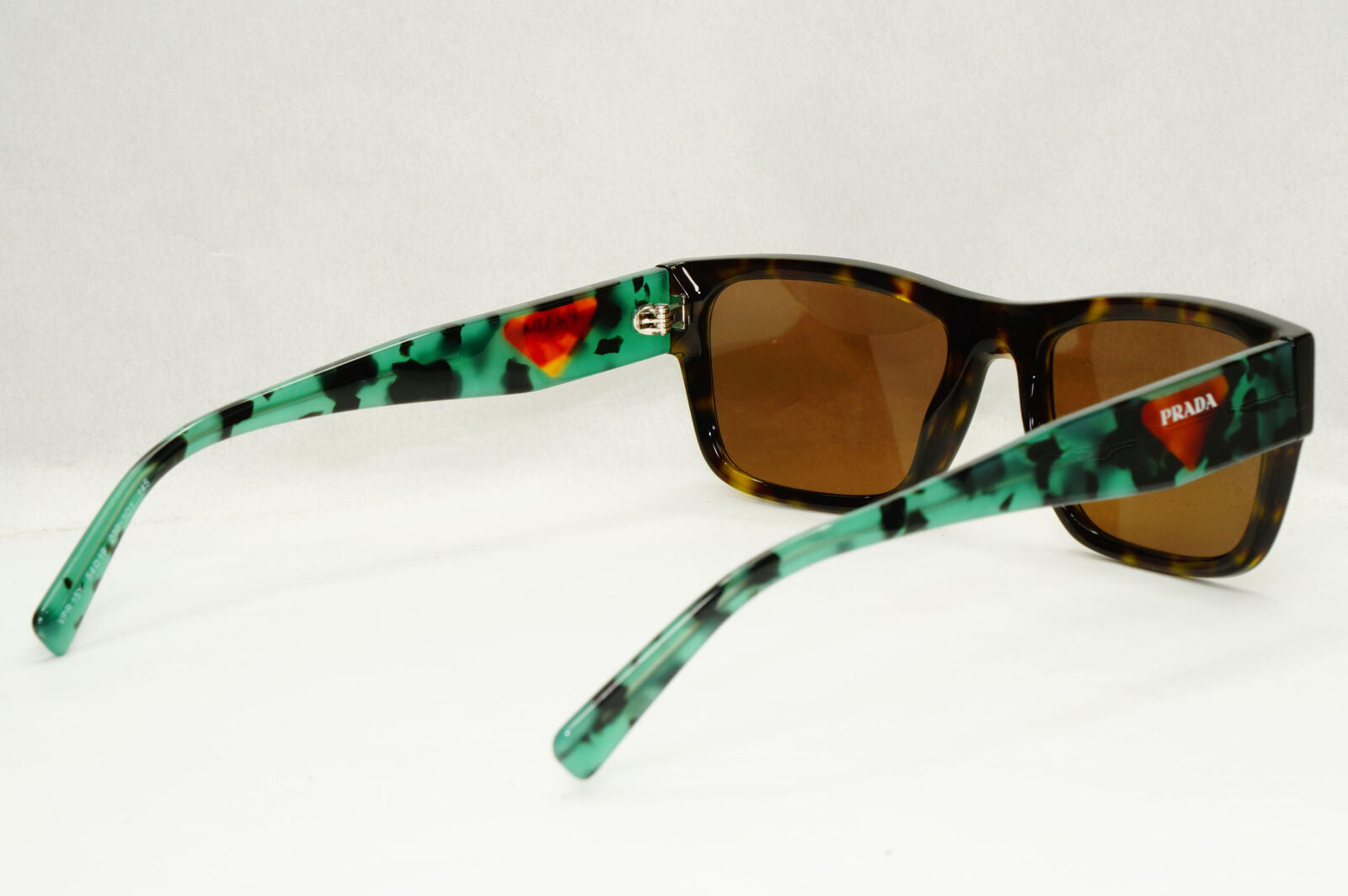 Prada Sunglasses Brown Green Triangle Logo Havana PR15YV VPR 15Y 23B-1O1 54mm