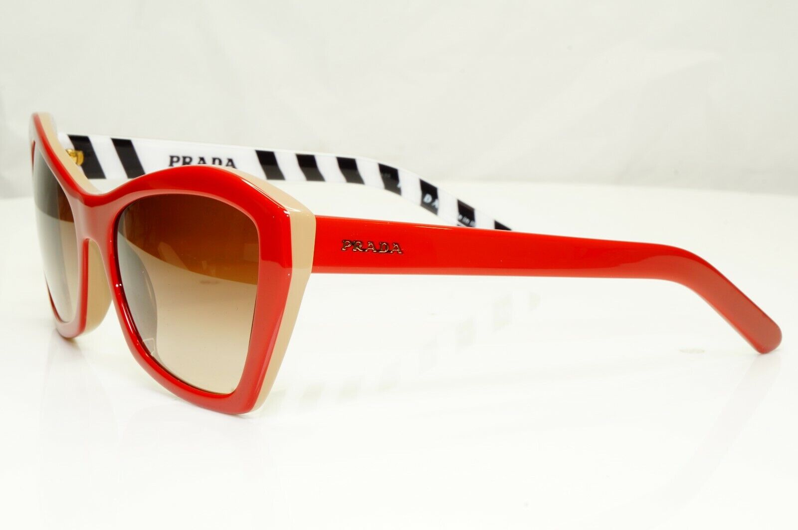 Prada Red Brown Sunglasses Ultravox Fashion Blogger Womens SPR 07X 543-6S1