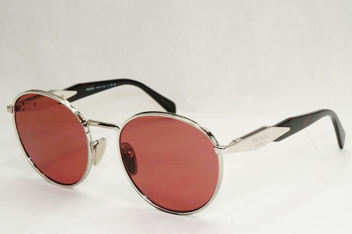Prada Sunglasses Silver Dark Violet Bordo Round Metal PR56ZS SPR 56Z 1BC-08S