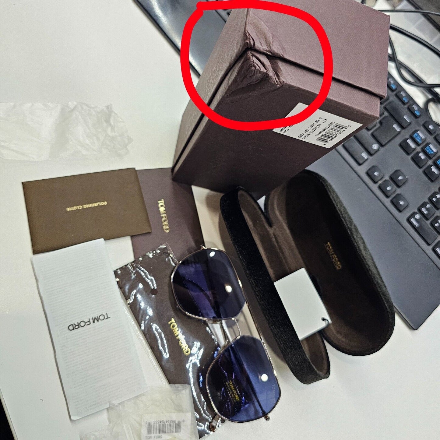 Tom Ford Sunglasses Gilles-02 Silver Dark Blue Metal Pilot TF 852 14V 59mm [A]