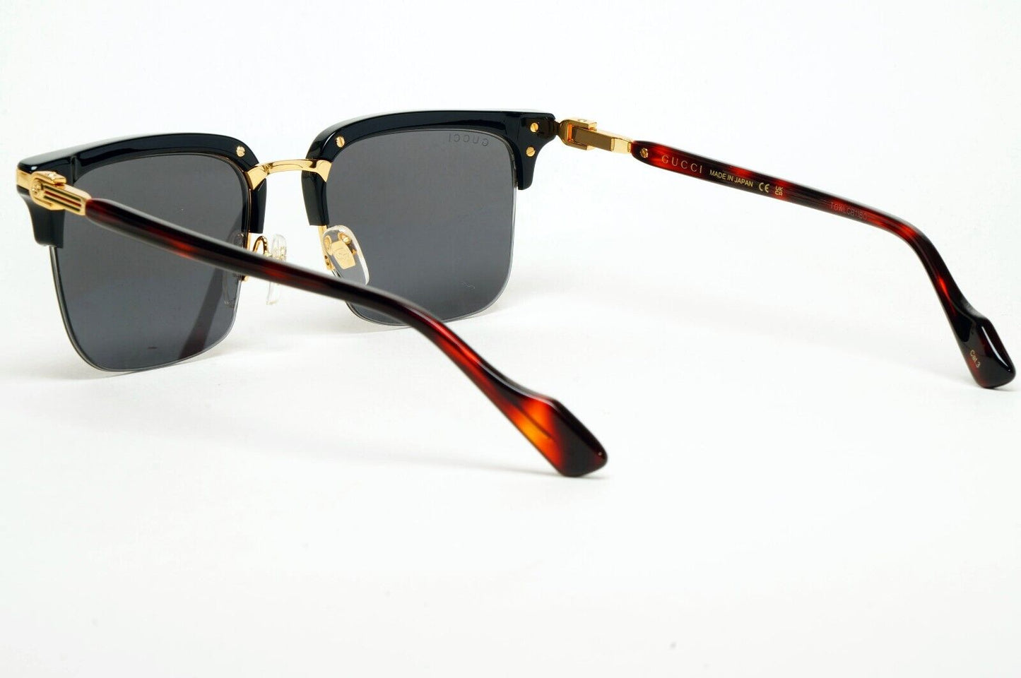 Gucci Sunglasses Gold Black Semi Rimless Square GG1363S 001 XL 53mm Japan