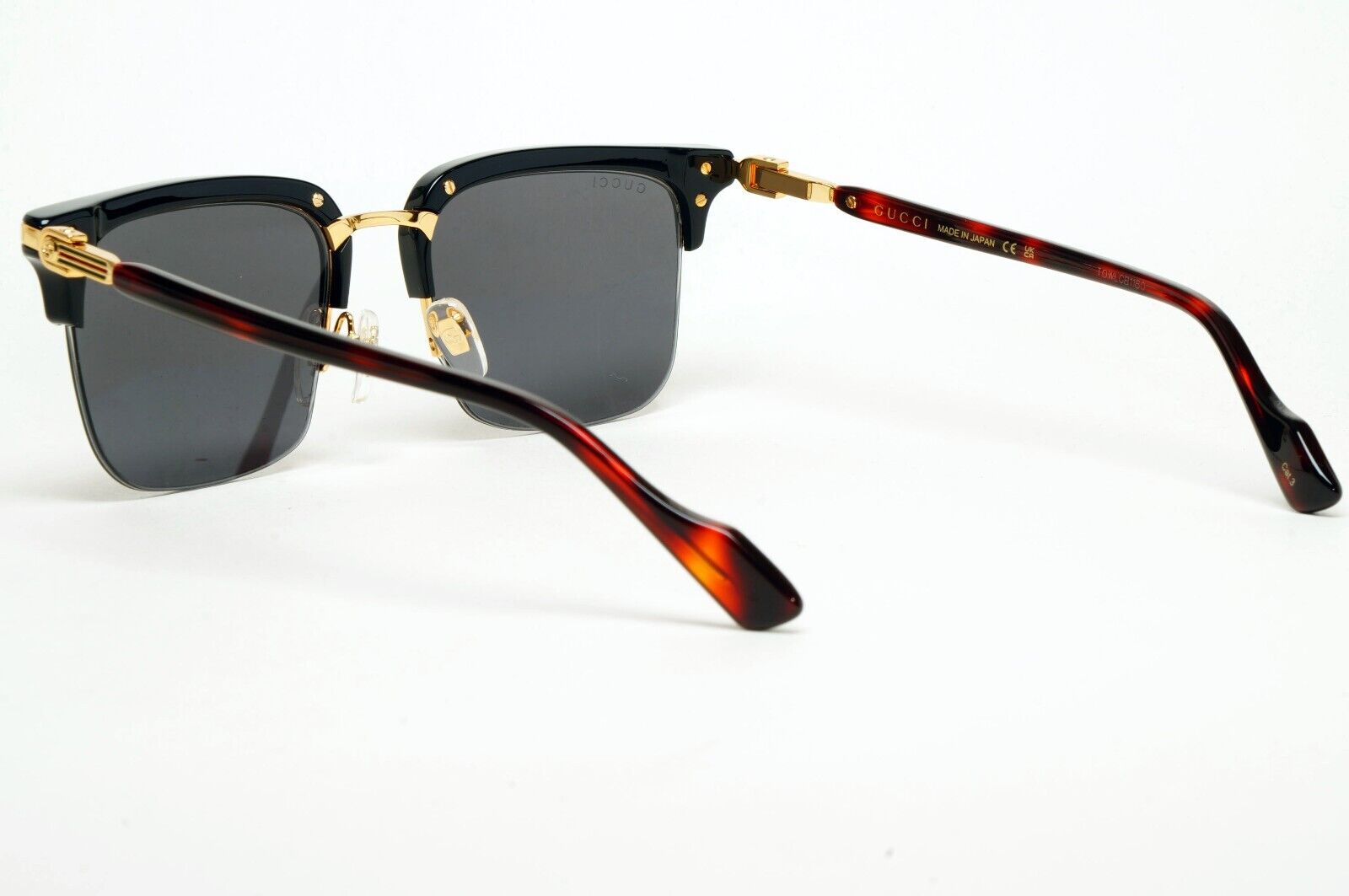 Gucci Sunglasses Gold Black Semi Rimless Square GG1363S 001 XL 53mm Japan