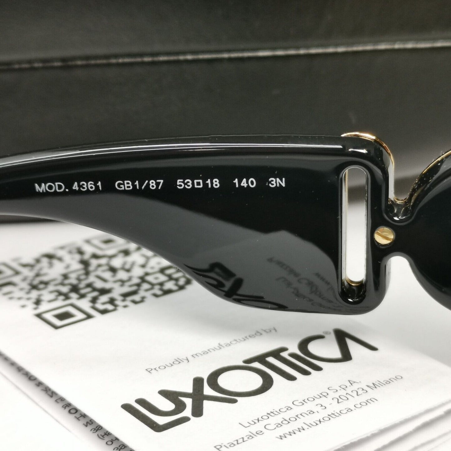 Versace Sunglasses Black Gold Medusa Square Retro Biggie MOD VE 4361 GB1/87