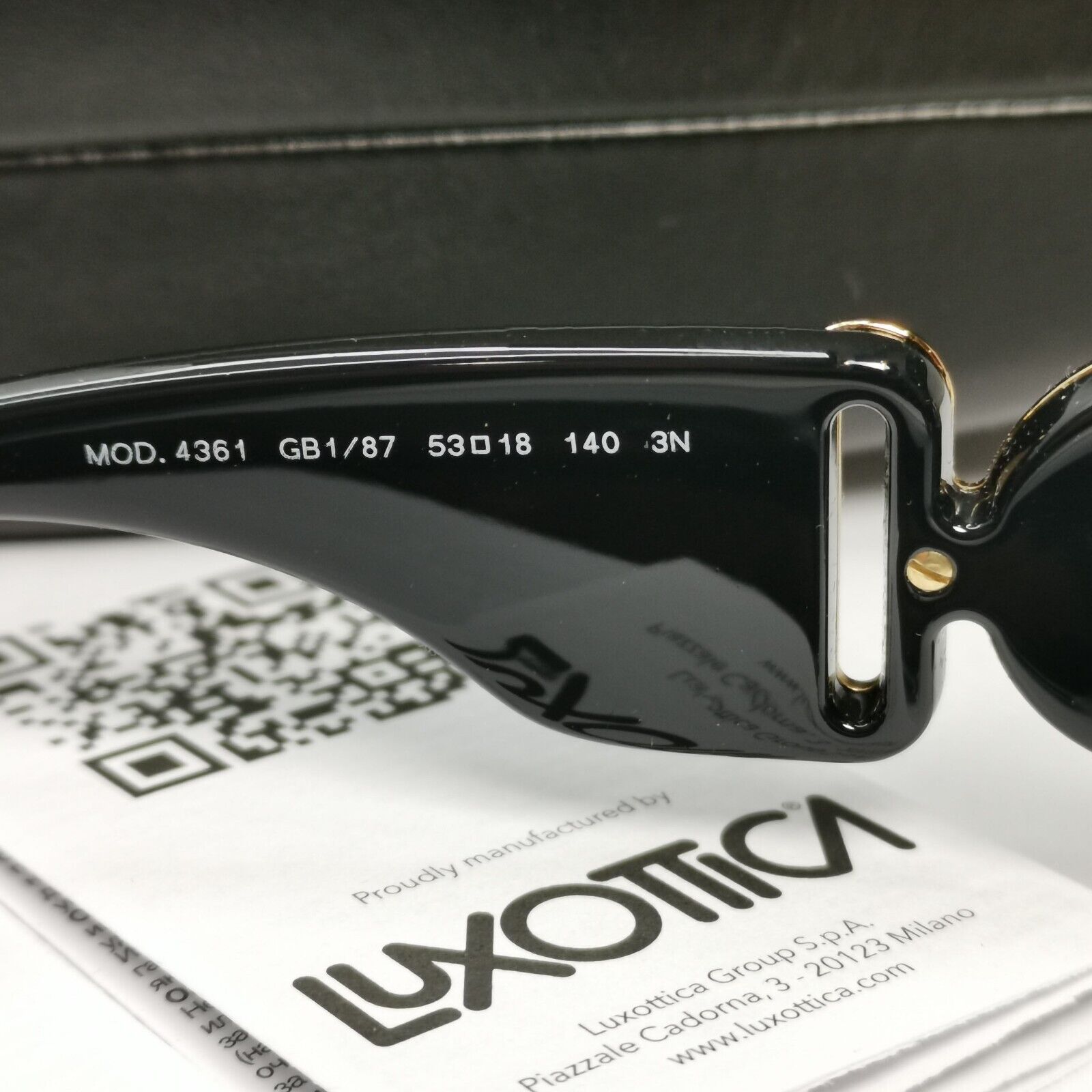 Versace Sunglasses Black Gold Medusa Square Retro Biggie MOD VE 4361 GB1/87