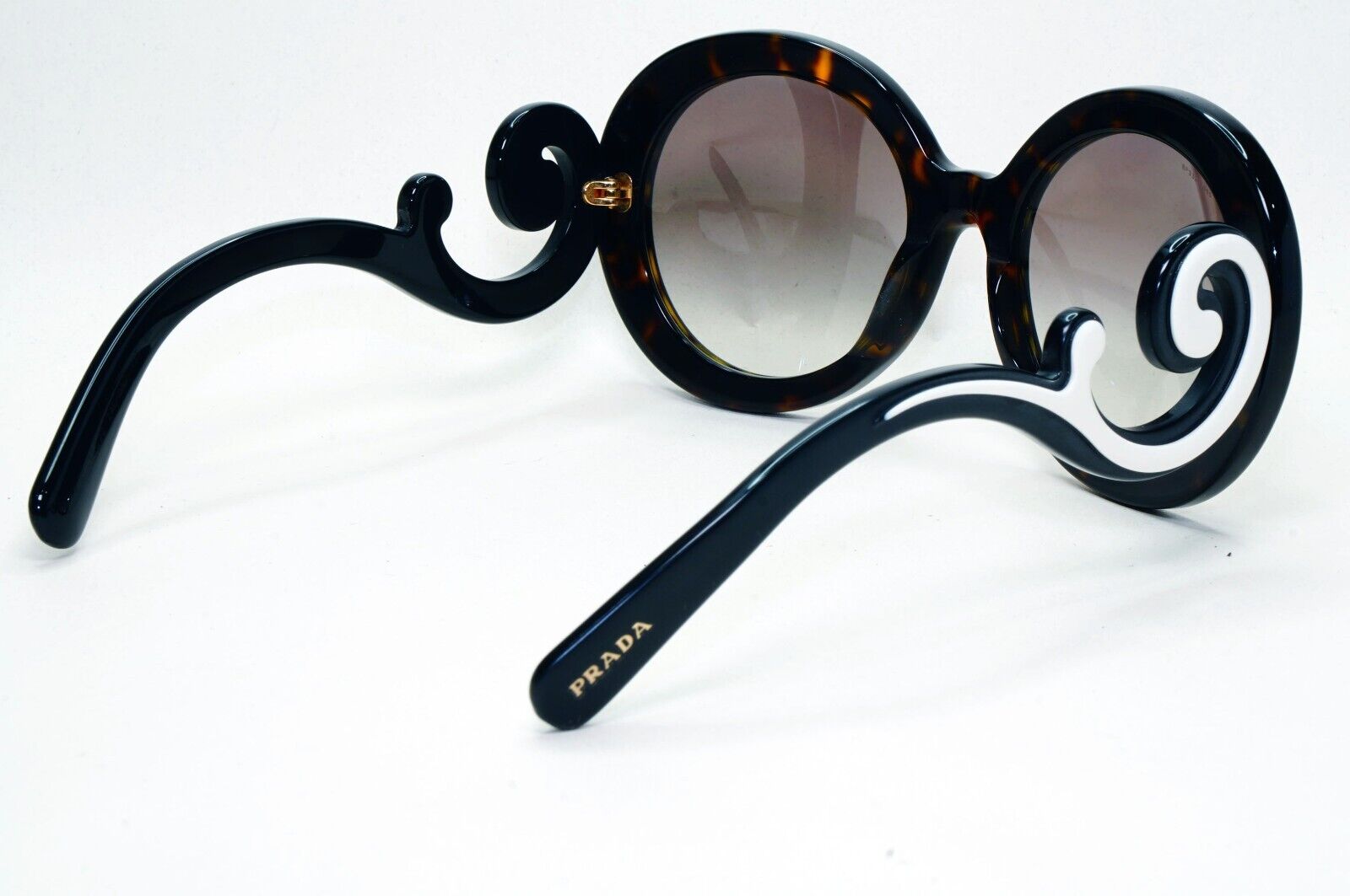 Prada Sunglasses Baroque Swirl Brown White Round PR08TS SPR 08T 2AU-0A7 301024