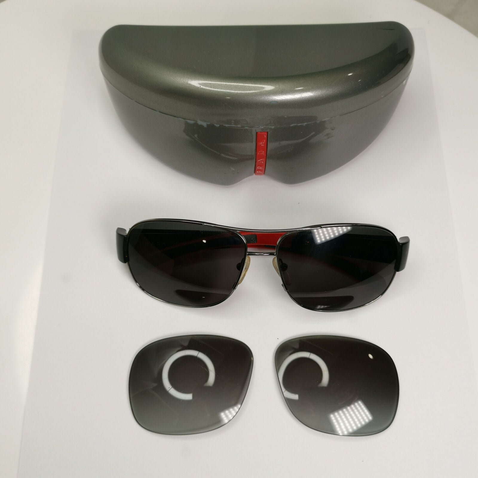 Prada 2006 Sunglasses Vintage Pilot Black Red PS56HS SPS 56H 5AV-3M1 290323