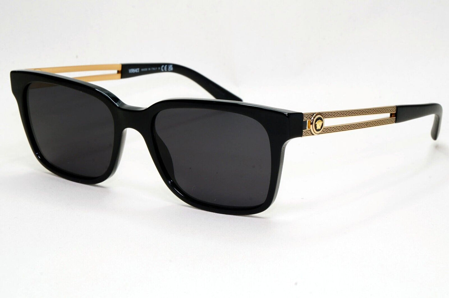 Versace Sunglasses Black Square Gold Medusa Meander MOD VE 3218 GB1 53mm