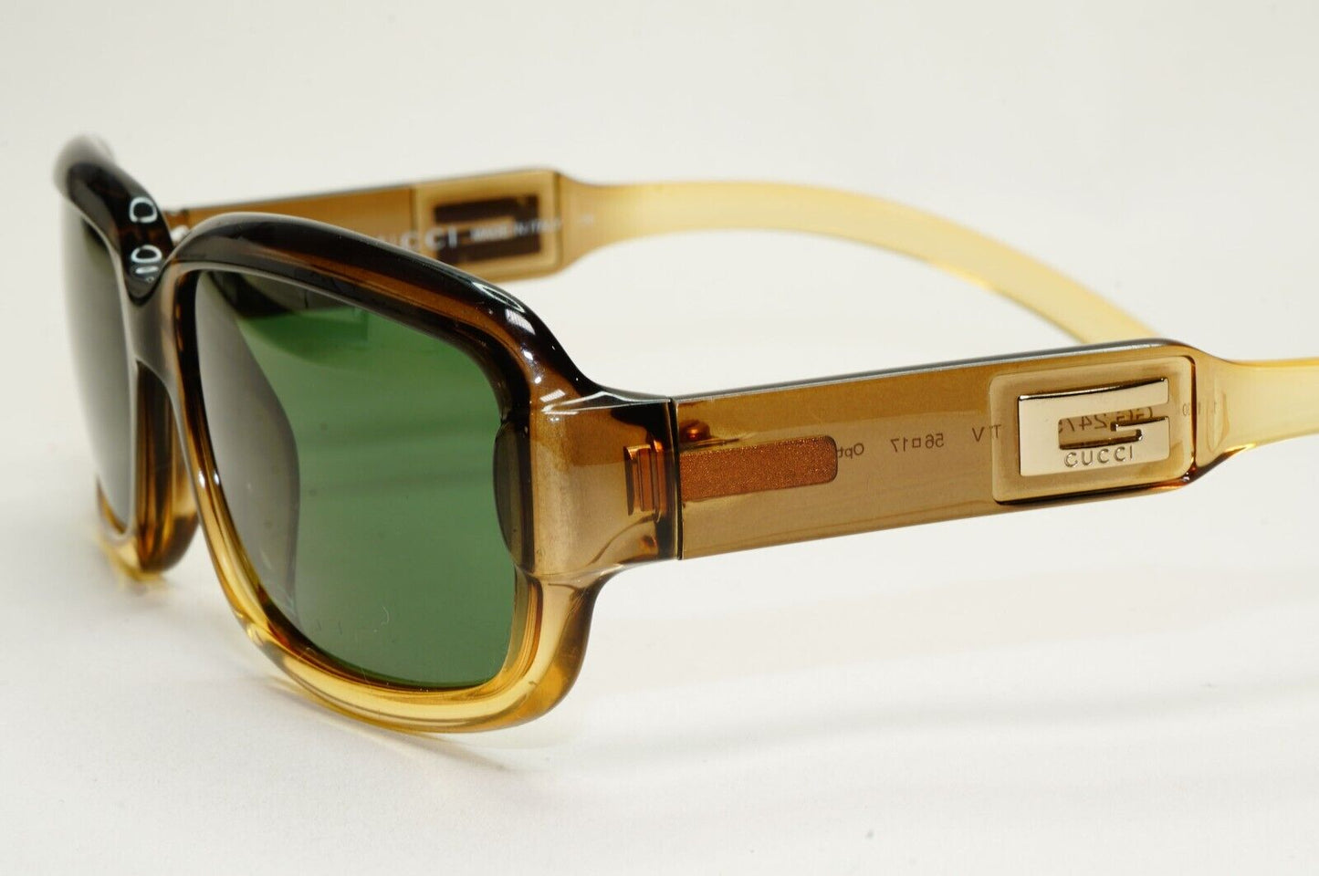 Gucci Sunglasses 1997 Vintage Brown Transparent Honey Green GG 2475/S T7V 291024