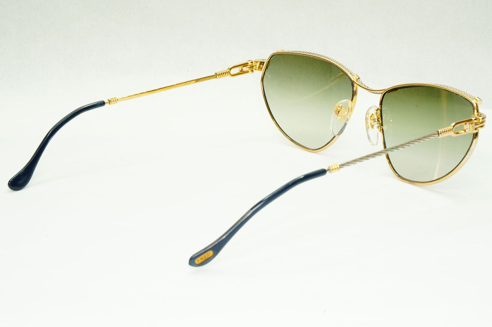 Fred 1990s Cable Twist Gold Sunglasses Vintage Alize France 57-16 Unisex 310323