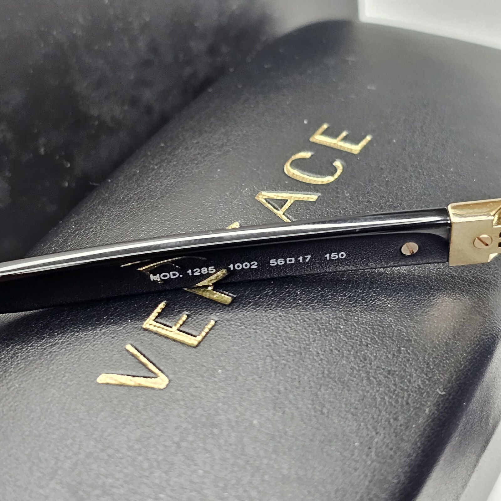 Versace Sunglasses Black Gold Square Metal Rectangle MOD VE 1285 1002 56mm