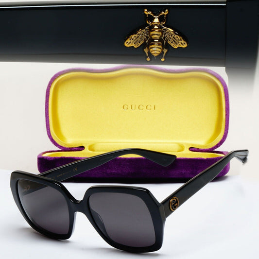 Gucci Sunglasses 2017 Bee Black Square Oversized Large GG0096S 001 120125