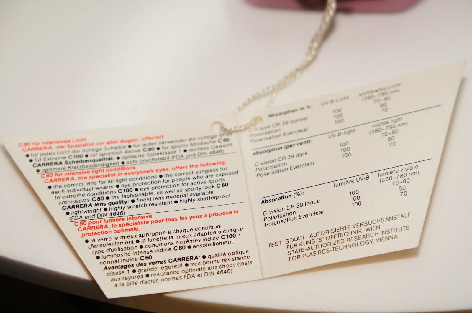 Authentic CARRERA Vintage Sunglasses 1990s NOS Shield C80 Ski 5414 80 26970