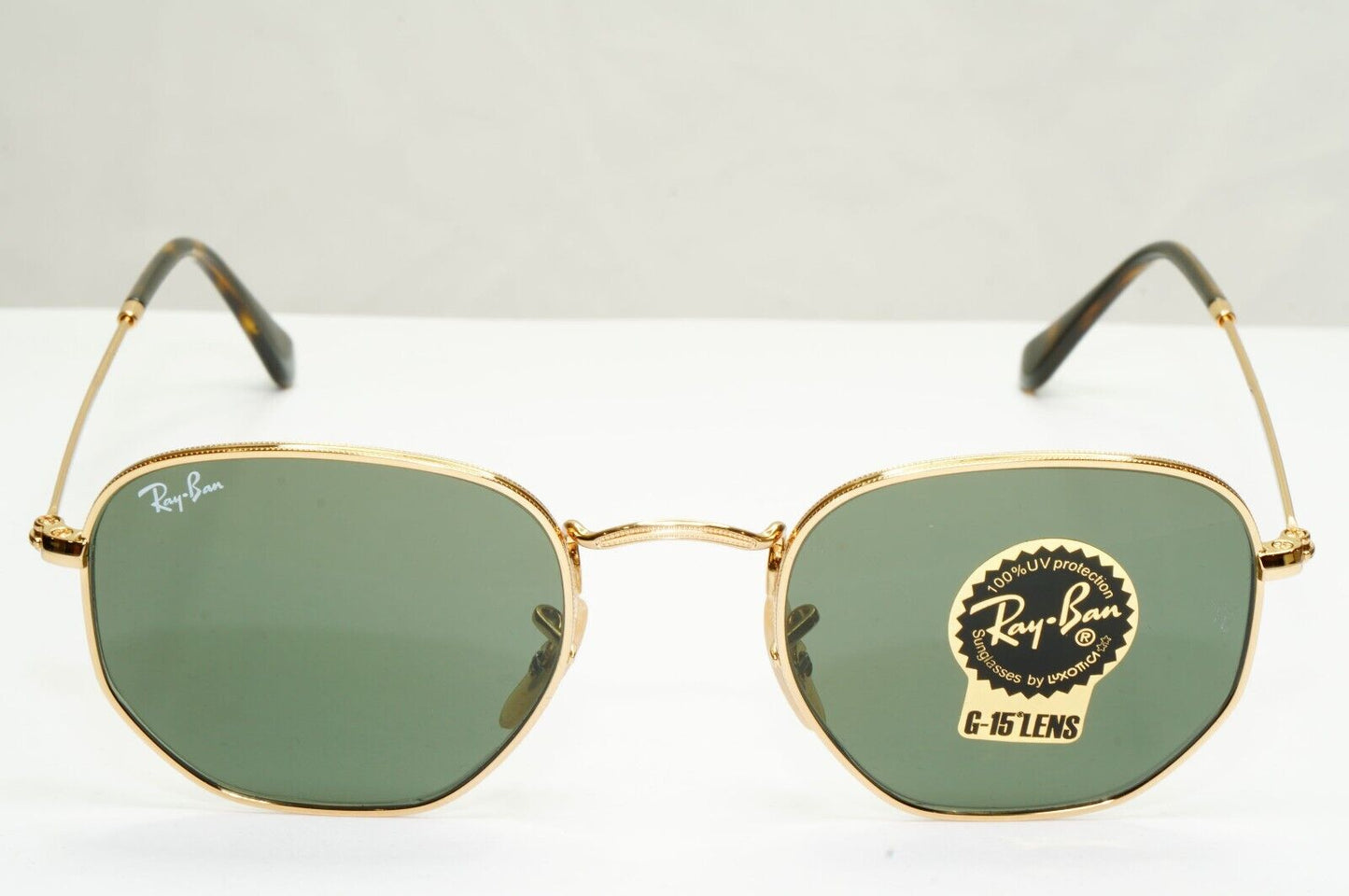 Ray-Ban Sunglasses Hexagonal Gold Arista Metal Green G15 RB 3548-N 001 48mm