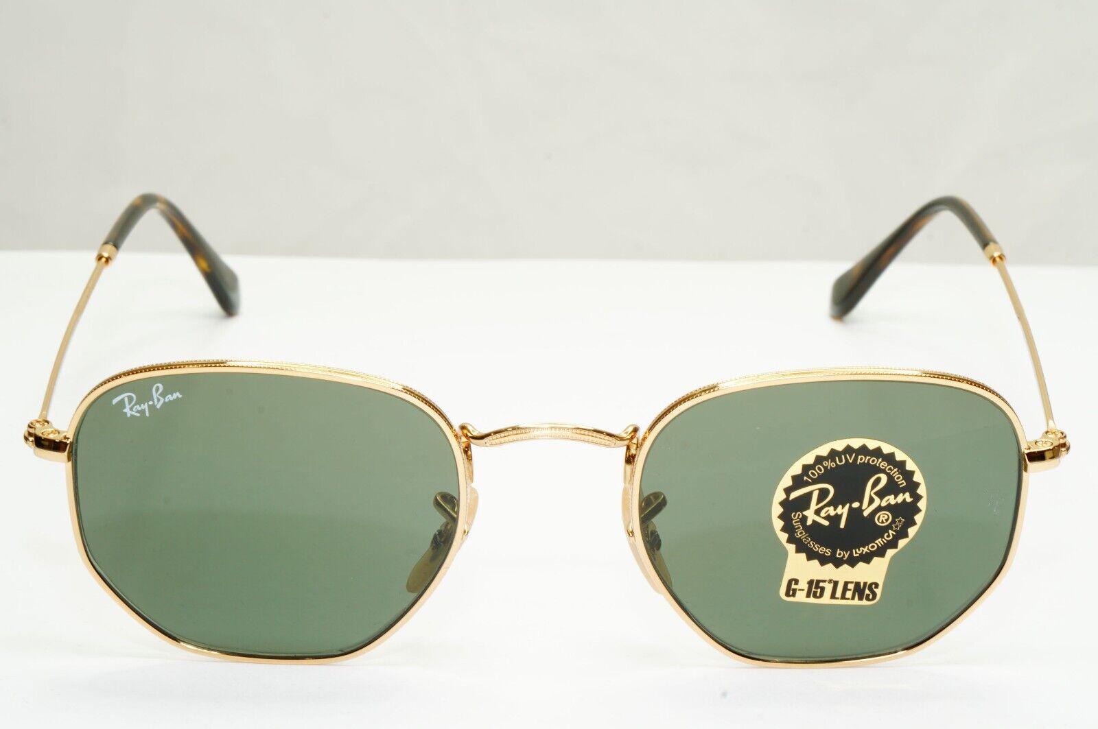 Ray-Ban Sunglasses Hexagonal Gold Arista Metal Green G15 RB 3548-N 001 48mm