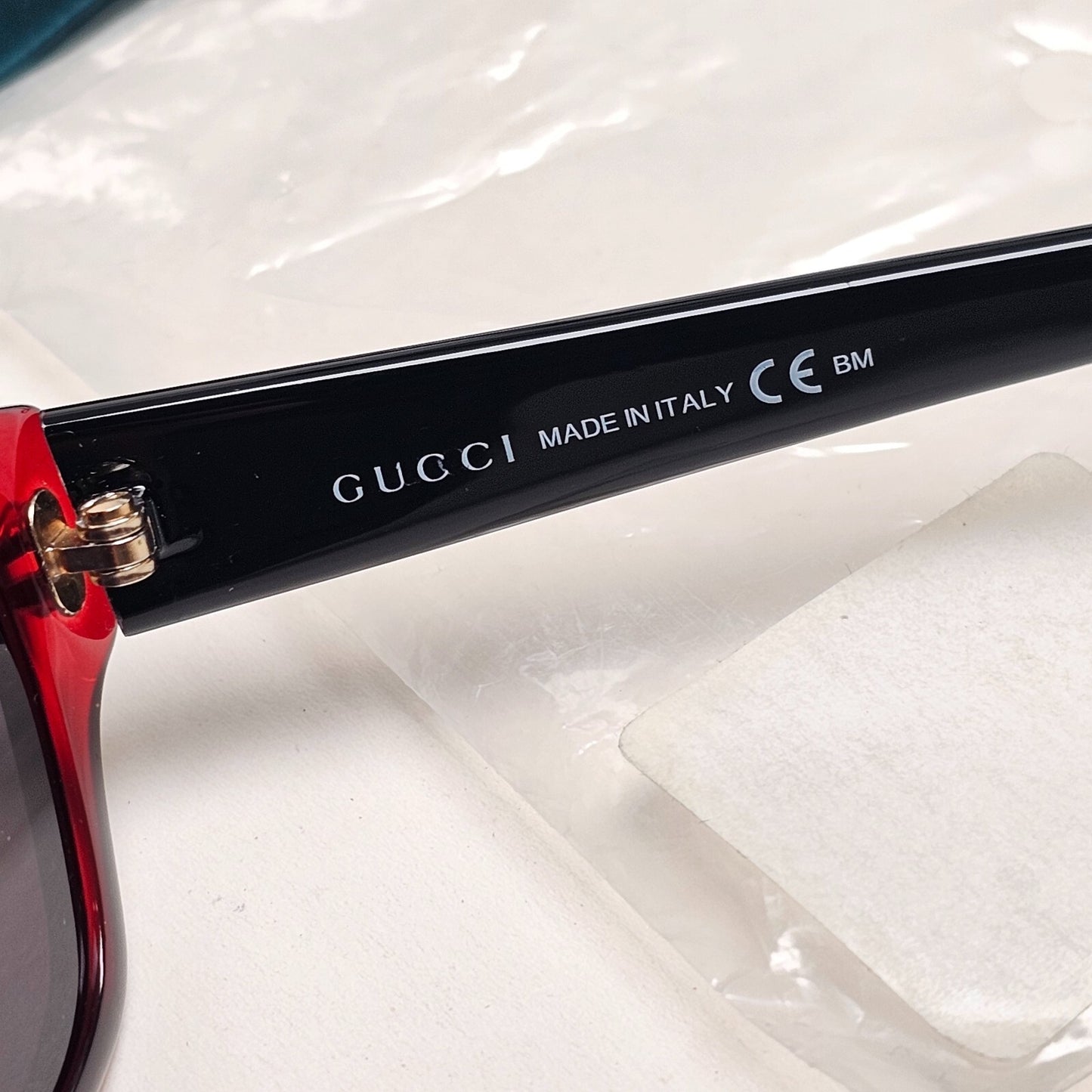 Gucci Sunglasses 2007 Vintage Black Red Monogram Rectangle GG 3601/F WH3