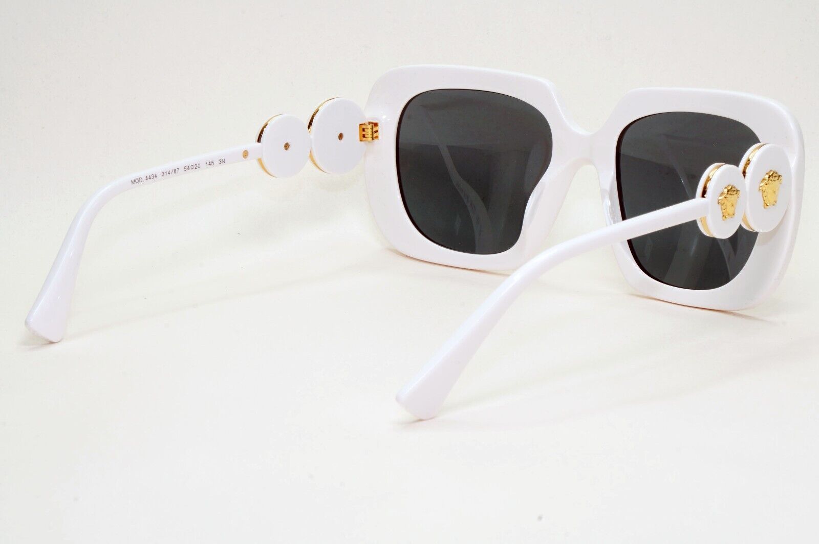 Versace Sunglasses White Gold Medusa Square Black Grey MOD VE 4434 314/87 54mm