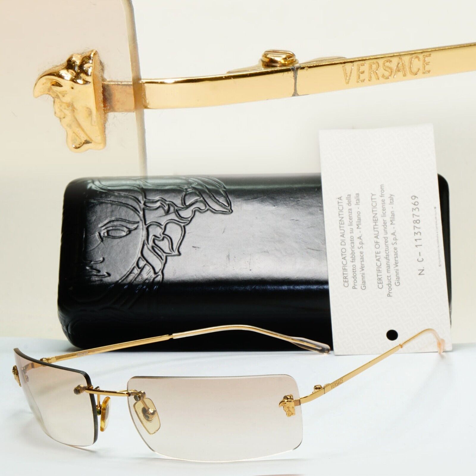 Versace Sunglasses 2002 Vintage Rimless Gold Medusa Metal MOD N26 N30/537 270924