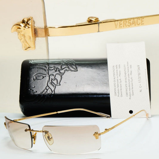 Versace Sunglasses 2002 Vintage Rimless Gold Medusa Metal MOD N26 N30/537 270924