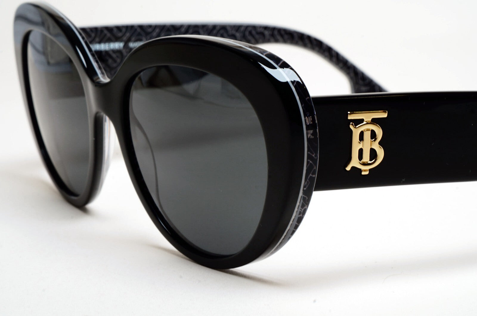 Burberry Sunglasses Black Gold TB Print Crystal BE 4298 Rose 3977/87 54mm