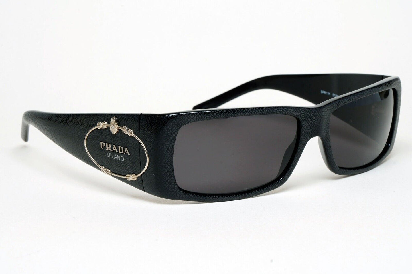 Prada Sunglasses 2007 Vintage Black Saffiano Crest PR11HS SPR 11H 7JS-1A1 070125