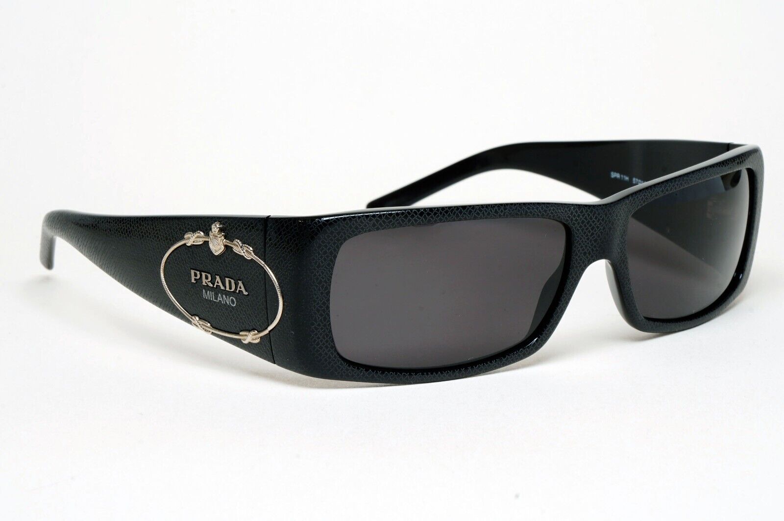 Prada Sunglasses 2007 Vintage Black Saffiano Crest PR11HS SPR 11H 7JS-1A1 070125