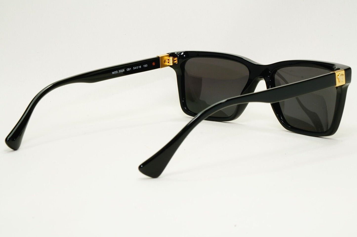 Versace Sunglasses Black Square Glossy Gold Medusa MOD VE 3328 GB1 54mm