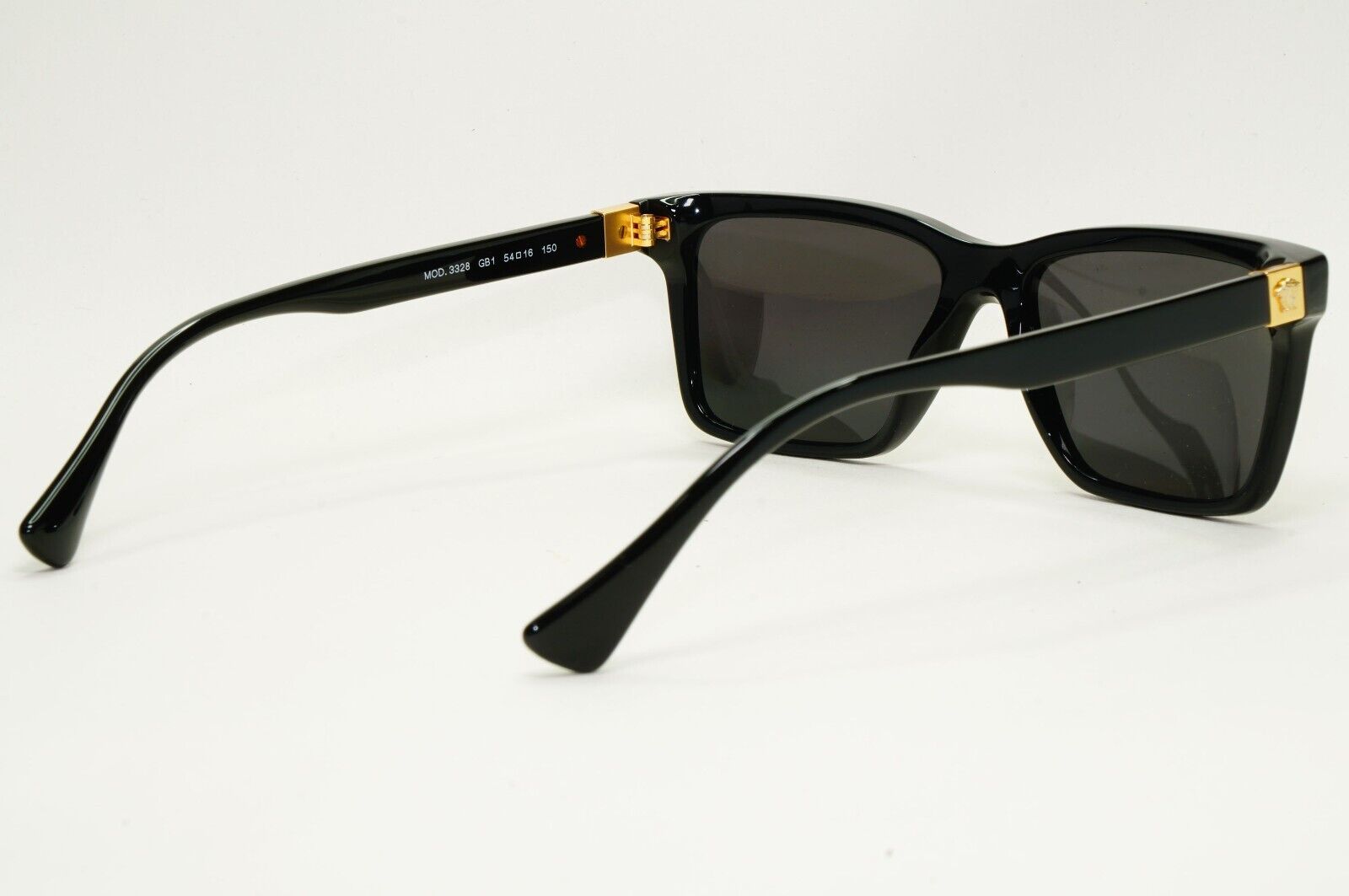 Versace Sunglasses Black Square Glossy Gold Medusa MOD VE 3328 GB1 54mm