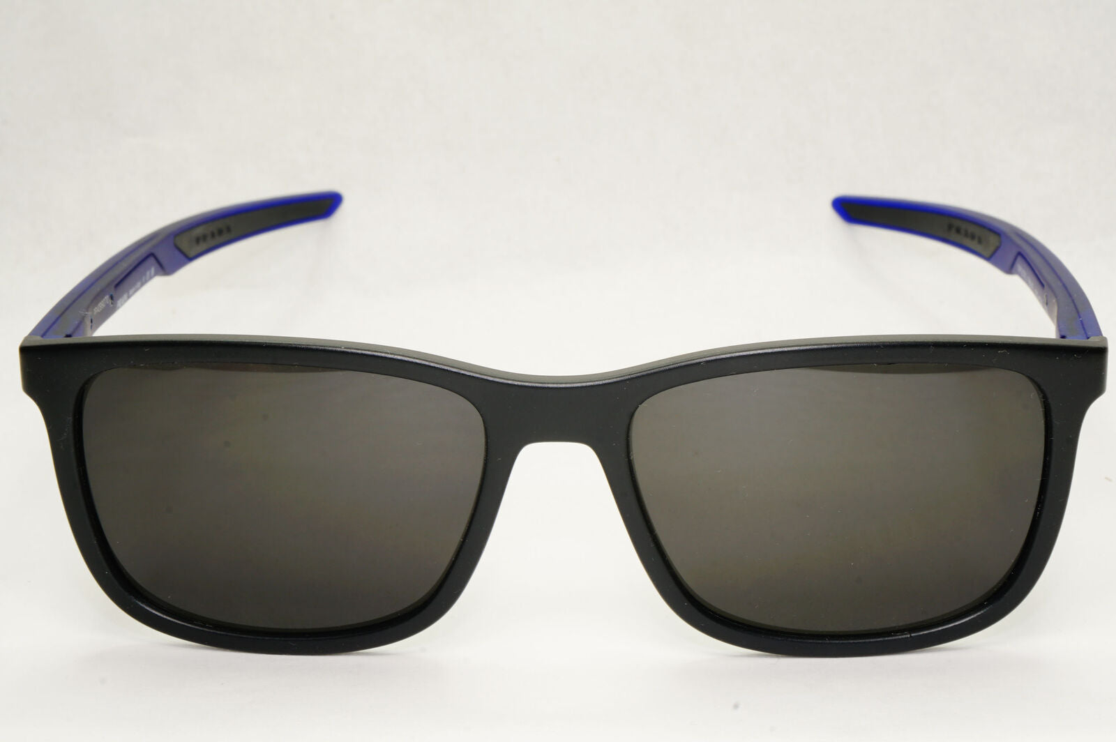 Prada Sunglasses Black Blue Rubber Square Red Stripe PS07OV VPS 07O 15C-1O1 56mm
