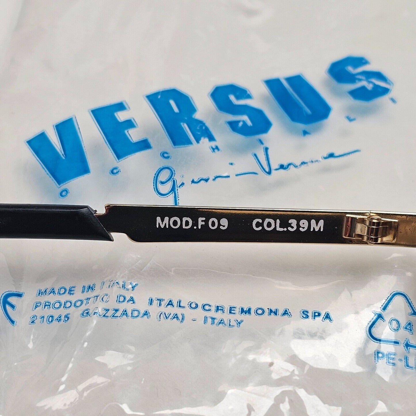 Versus Sunglasses 1996 by Gianni Versace Vintage Gold Hexagon MOD F09 COL 39M