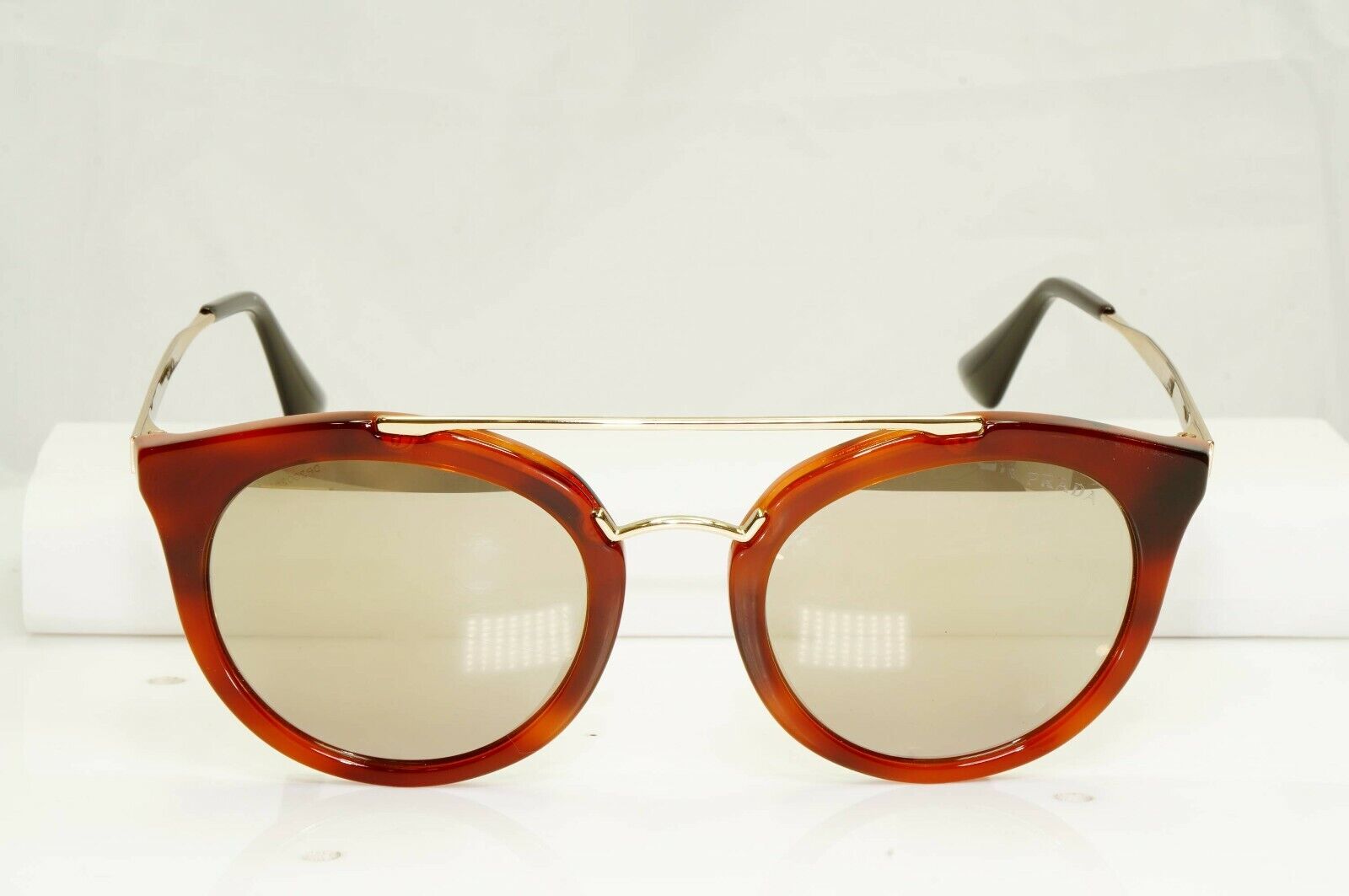 Prada Gold Mirror Brown Tortoise Havana Cinema Sunglasses Womens SPR 23S USE-1C0