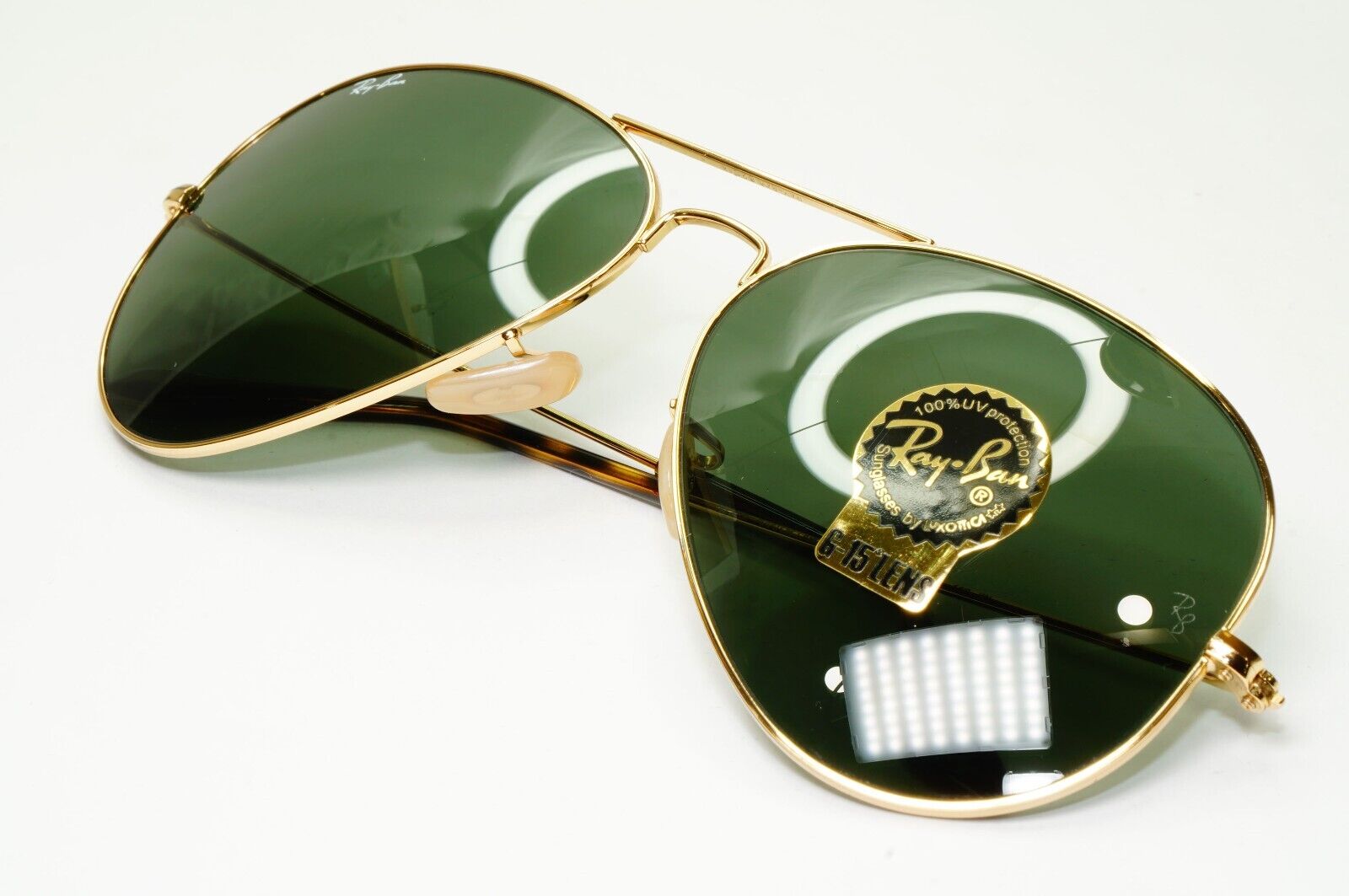 Ray-Ban Sunglasses Aviator Gold Arista Green G15 Large Metal RB 3025 181 62mm
